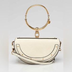 Chloe Off White Leather Small Nile Bracelet Minaudiere Crossbody\top handed Bag